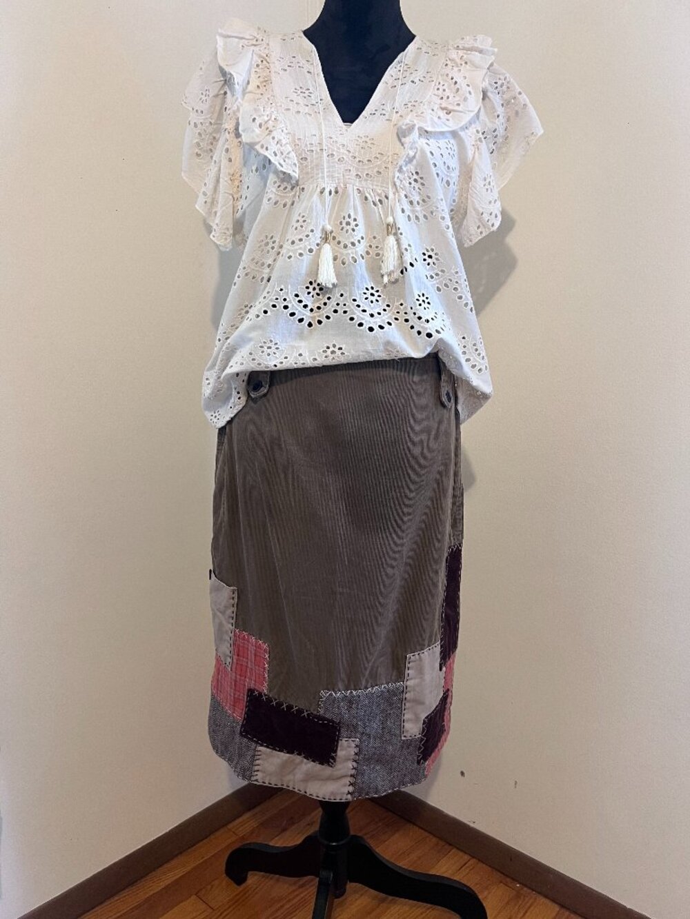 Size 8 Christopher & Banks Hand Embroidered Skirt